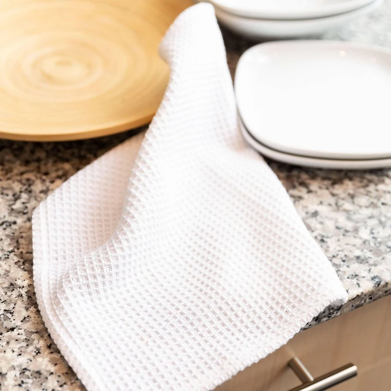 Serviette à vaisselle FabStyles Broadway gaufré, lot de 6, coton filé à l'anneau, absorbant
