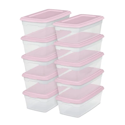 Sterilite Set of (10) 5.7 Liter Storage Boxes Mauve Splash