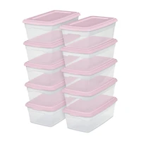 Sterilite Set of (10) 5.7 Liter Storage Boxes Mauve Splash