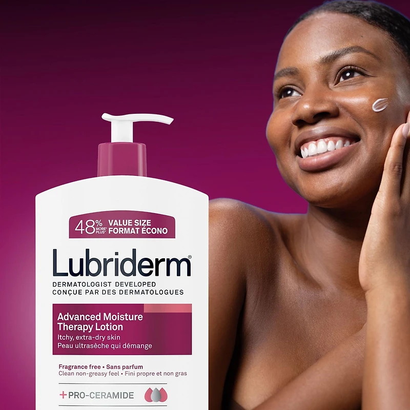Lotion Lubriderm Advanced Moisture Therapy - Vitamine E, provitamine B5, procéramides, peau sèche, sans parfum 710 ml