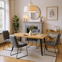 Homy Casa 5 Piece Dining Room Set - Rectangular Dining Table and 4 Industrial Side Chairs for 4 Person