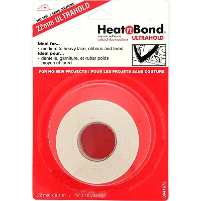 HeatnBond Ruban thermocollant à tenue très forte, 22 mm x 9, 1 m (7/8″ x 10 v) – très robuste, adhésif sans couture