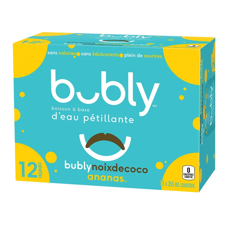 Bubly Coconut Pineapple Sparkling Water 12 x 355 ml, Cans.