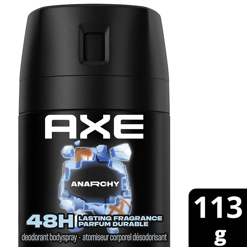 AXE Anarchy Deodorant Body Spray for 48-Hour odour protection, Pomegranate & Sandalwood, Aluminum-free Deodorant, 113g