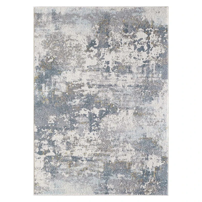Valoria Cream and Blue Woven Area Rug