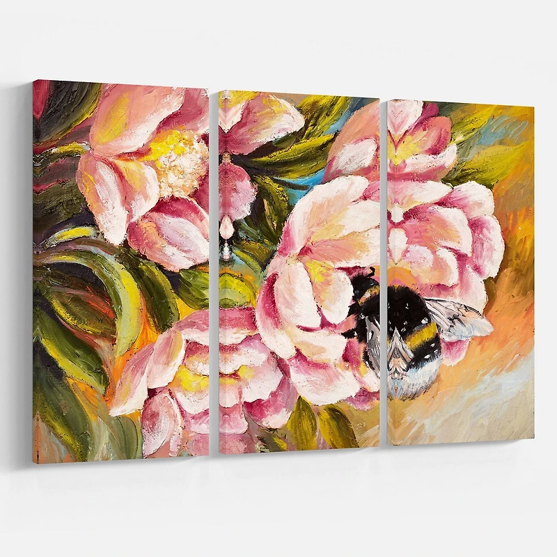 Impression sur toile « abeille assise sur une fleur » Design Art