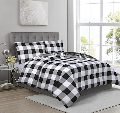 Ensemble de couette 3 pièces Swift Home à carreaux Buffalo noir - Queen size