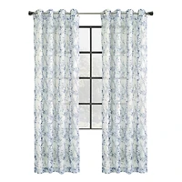 Loft Living Jennifer, panneau de rideau à oeillets diaphane avec imprimé botanique 52" x 95", gris