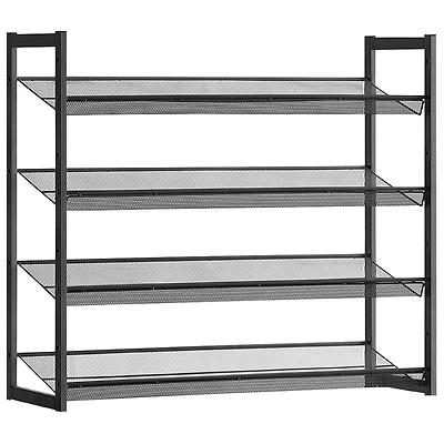 Songmics Home - 8-Tier Metal Shoe Rack for Garage with Adjustable Flat or Angled Shelves, Black