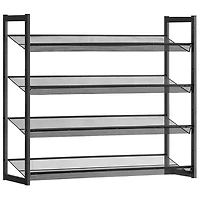Songmics Home - 8-Tier Metal Shoe Rack for Garage with Adjustable Flat or Angled Shelves, Black