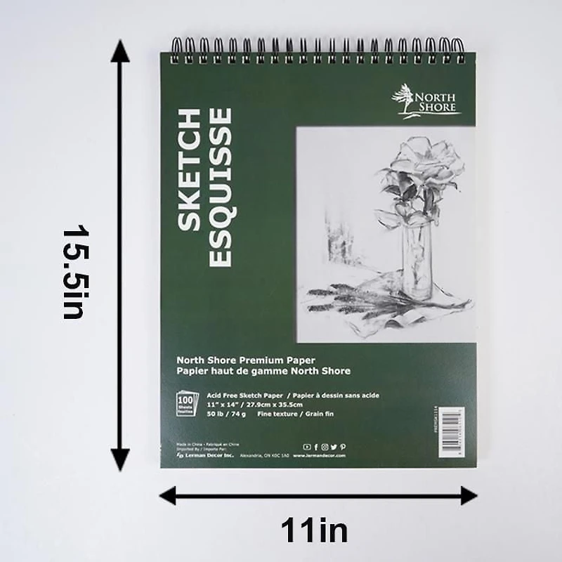 Carnet de croquis North Shore 11" x 14" Carnet à spirale 11" x 14"