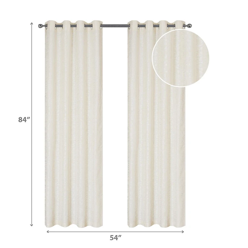 IH Casa Decor Jacquard Panel W 8 Grom Bowties Ivory 84" - Ensemble De 2