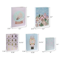 Boîtes-cadeaux Holiday Time pliantes imprimées en carton, 3 tailles assorties, 6 boîtes, Arbres Arcs