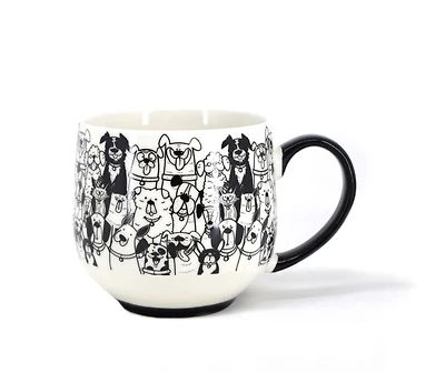 Ma Maison Black & White Dog Mug, 500ml, 500ml (17oz) Mug