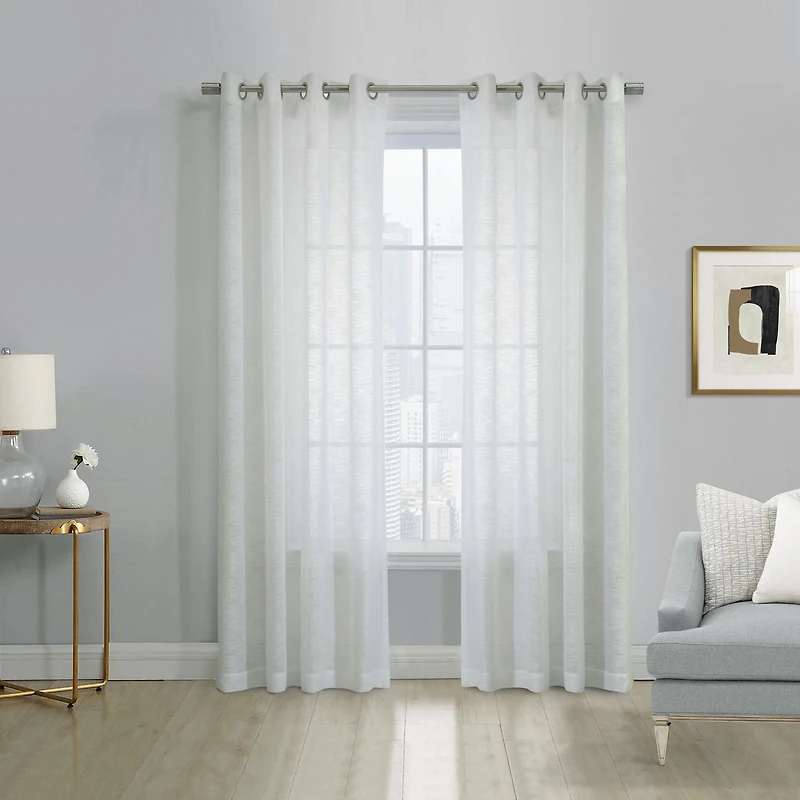 Loft Living Banan Sheer Grommet Single Curtain Panel 52 x 84 in White