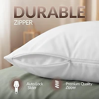 Beddora Queen Size Pack of 2 Waterproof Zippered Pillow Protectors 20" x 30" – Bed Bug & Dust Mite Proof Encasements, Soft Noiseless Pillow Covers
