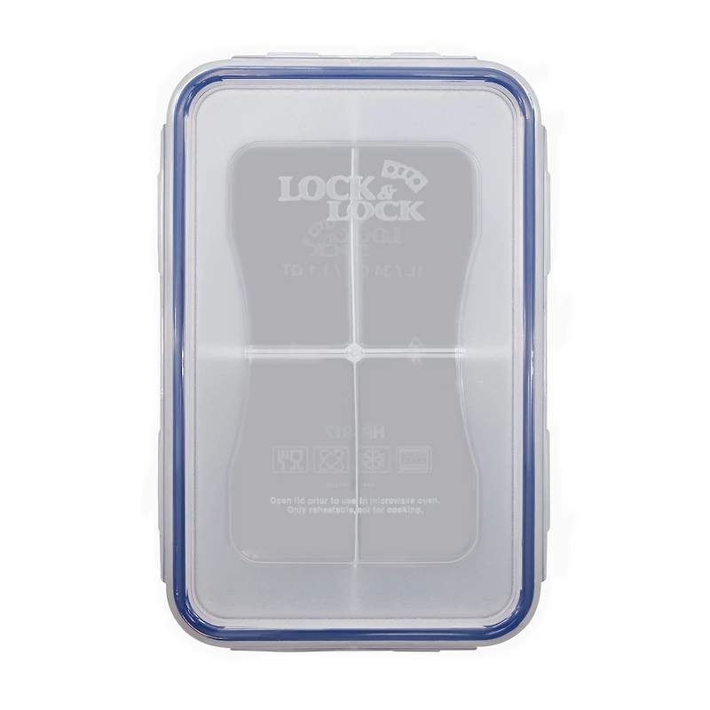 Starfrit LocknLock Plastic Bento Lunch Container - Removable Divider - 34oz/1L - Airtight & Leakproof - 4-Sided Locking Lid, Nestable and stackable