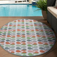 Tapis d'extérieur rond Bubble Plant, 6 pi x 7 pi, polyoléfine tissée 6 pi x 7 pi
