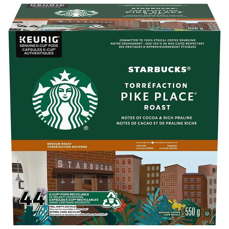 Capsules Starbucks PIKE PLACE Torr. moyenne Keurig K-Cup 44 un. PIKE PL. K-Cup 44 x 12 g 44 unites