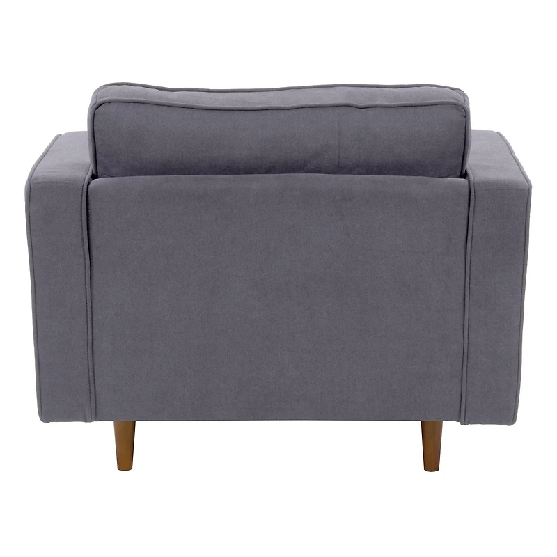 Fauteuil large et confortable CorLiving Mulberry Mid-Century pour le salon - Fauteuil d'appoint et de coin lecture, fauteuil idéal, fauteuil avec coussins de traversin inclus