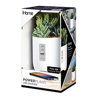 iHome iPP45W Plant Charging Station with Multiple USB Charging Ports - White