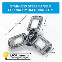 Bell + Howell Triburst 4000 Lumens Lampe de Garage et Atelier DEL Multi Directionnelle 144 Ampoules Installation Facile Écoénergétique