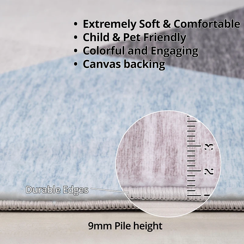 Tapis d'interieur moderne du milieu du siecle Rug Branch Eclipse, bleu gris, abstrait - Salon, chambre, salle a manger et bureau