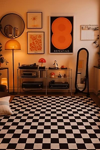Tapis de surface Géométrique Rug Branch Metro Checkered Noir 5' x 8' (Taille exacte: 5'3" x 7'7") Noir Contemporain - Living Room, Bedroom, Dining Room, and Kitchen