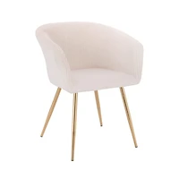 Set of 2 Modern Luxurious Dining Accent Chairs – Ivory Velvet Upholstery with Shiny Gold Legs, Elegant and Comfortable Chairs for Dining Room or Living Space