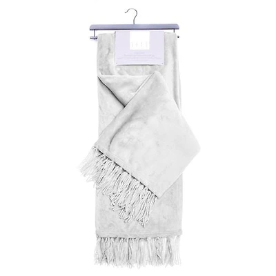 Elle Decor Chenille Fringe Sofa Throw - Soft Warm Flannel Plush - For Couch and Sofa