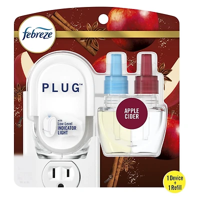 Trousse de départ d’assainisseur d’air éliminateur d’odeurs Febreze PLUG Fade Defy, parfum Apple Cider