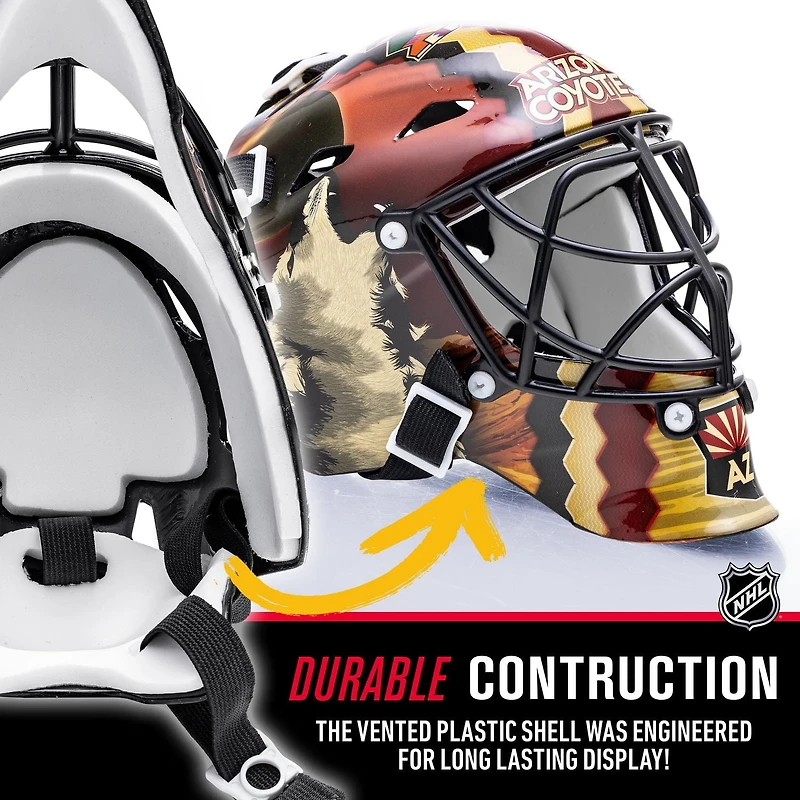 Franklin Sports Mini masque de gardien de but de hockey avec logo de l'équipe de la NHL de Coyotes avec étui – Masque de gardien de but de collection avec logos et couleurs officiels de la NHL