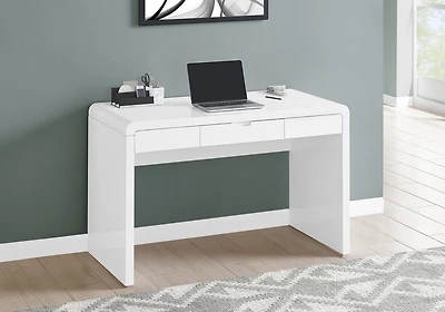 Monarch Specialties Bureau, Bureau À Domicile, Ordinateur Portable, Tiroirs De Rangement, 48"l, Travail, Stratifié, Blanc Lustré, Contemporain, Moderne