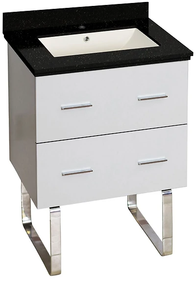 American Imaginations 37.75-in. W Wall Mount Dawn Grey Vanity Set For 3H8-in. Drilling Black Galaxy Top White UM Sink AI-18623