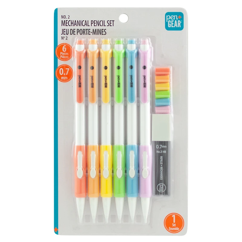 Crayons mécaniques rechargeables Pen+Gear #2 avec recharges de mine, 0,7 mm, lot de 6 Pack de 6