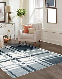 Tapis Lavable ECARPET à Carreaux pour Chambre, Salon, Chambre d'Enfant, Couloir