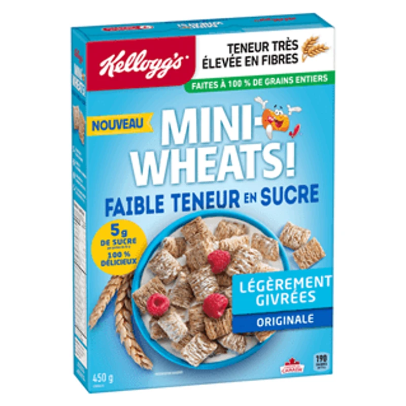 Céréales Kellogg's® Mini-Wheats® à faible teneur en sucre 450g Mini Wheats Peu Sucre Cereale 450Gx12