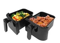 Kalorik 9.5L (10 Quart) Dual Basket Digital Air Fryer with Bonus Tongs & Silicone Pad FT 51924 BK