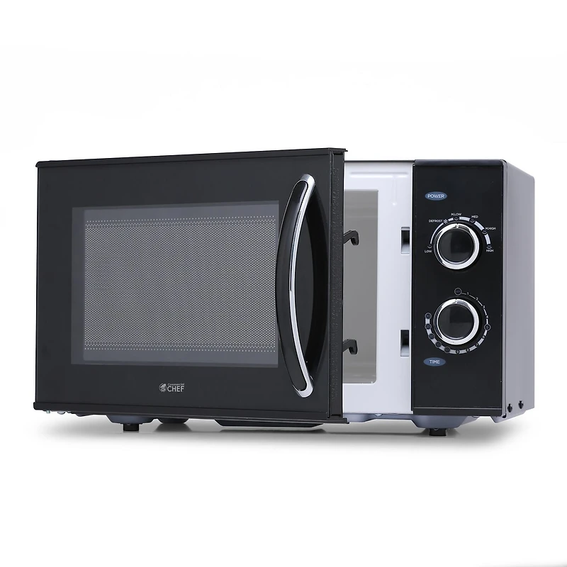 Commercial Chef 0.9 Cubic Foot Countertop Microwave, Compact, Rotary Control, Black