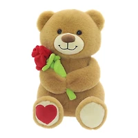 Grande peluche ours en peluche beige avec fleur pour la fête des mères