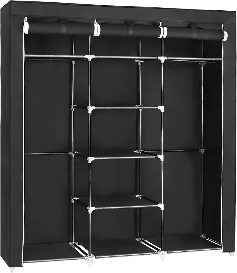 Songmics Home Foldable Closet Organizer – 59 x 17.7 x 69 Inch 9-Compartment Wardrobe with Fabric Cover for Bedroom Storage, Ink Black