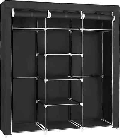 Songmics Home Foldable Closet Organizer – 59 x 17.7 x 69 Inch 9-Compartment Wardrobe with Fabric Cover for Bedroom Storage, Ink Black