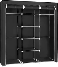 Songmics Home Foldable Closet Organizer – 59 x 17.7 x 69 Inch 9-Compartment Wardrobe with Fabric Cover for Bedroom Storage, Ink Black