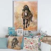 Designart Portrait Of Beautiful Chestnut Horse II FLOAT FRAME WALL ART