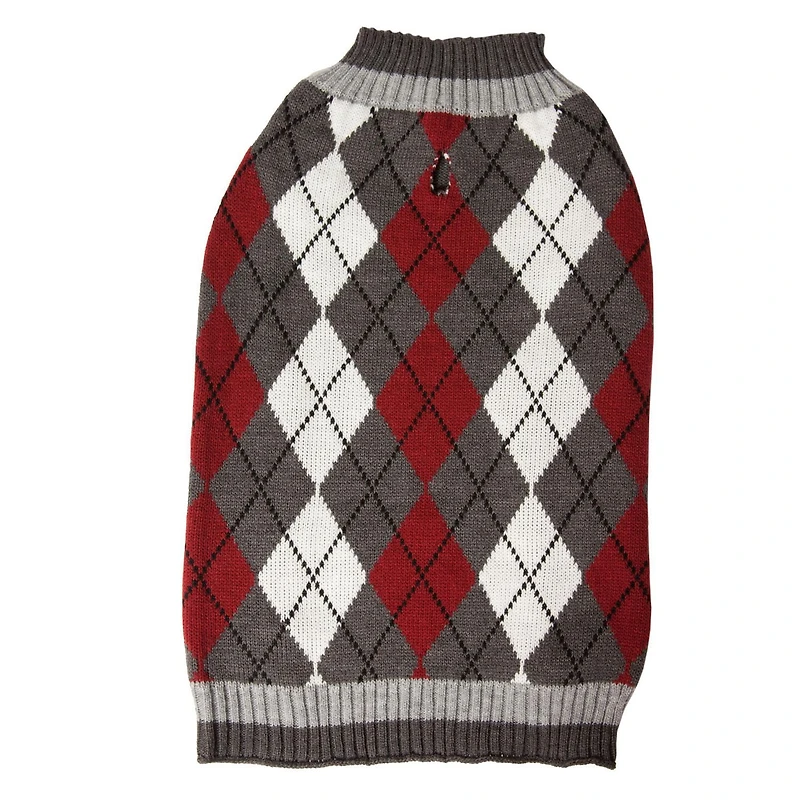 Holiday Time Rhubarb Argyle Dog Sweater