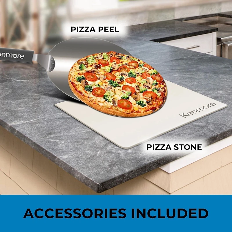 Kenmore 13" Outdoor/Indoor Electric Pizza Oven, 5-in-1 Touch Presets, Weather Resistant for Convenient Cooking Anywhere
