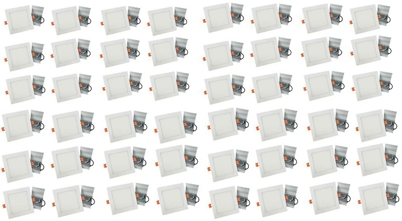 American Imaginations 48 Pieces Set Of 6-in. W Square Aluminum Semi-Recessed Pot Lights In White AI-29255