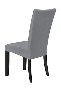 AERYS WINSOR 6 PCS  SOILDWOOD DINING TABLE SET WITH FAUX MARBLE TOP TABLE , 4  PU CHAIRS AND 1 PU BENCH,GREY