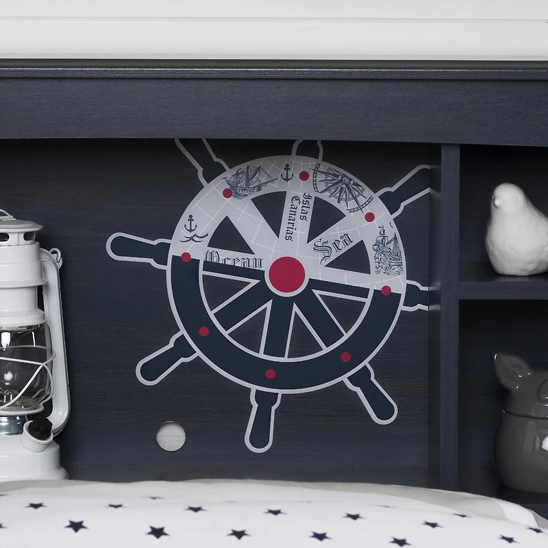 Tête de lit bibliothèque Simple, fini Myrtille, collection Aviron de Meubles South Shore