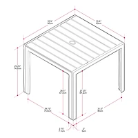 Ensemble de salle à manger de patio CorLiving Gallant 3 pièces en aluminium argenté et polybois taupe avec table carrée